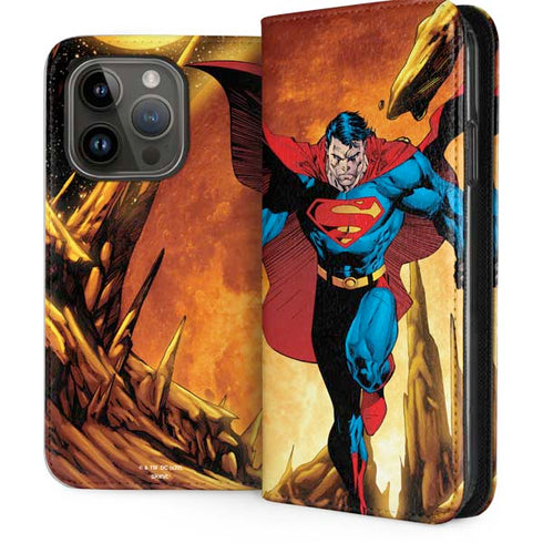 DC Comics Superman Action Pose Art By Jim Lee iPhone 15 Pro Folio Case